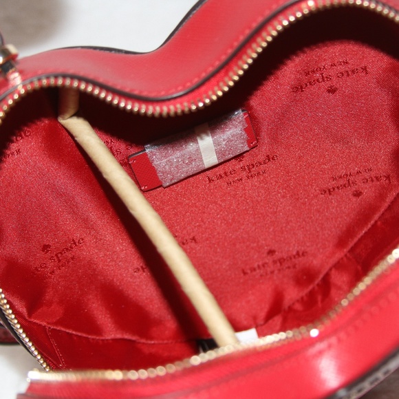 NWT Kate Spade Love Shack Heart Bag Crossbody Purse Leather Candied Cherry Red - Picture 6 of 7